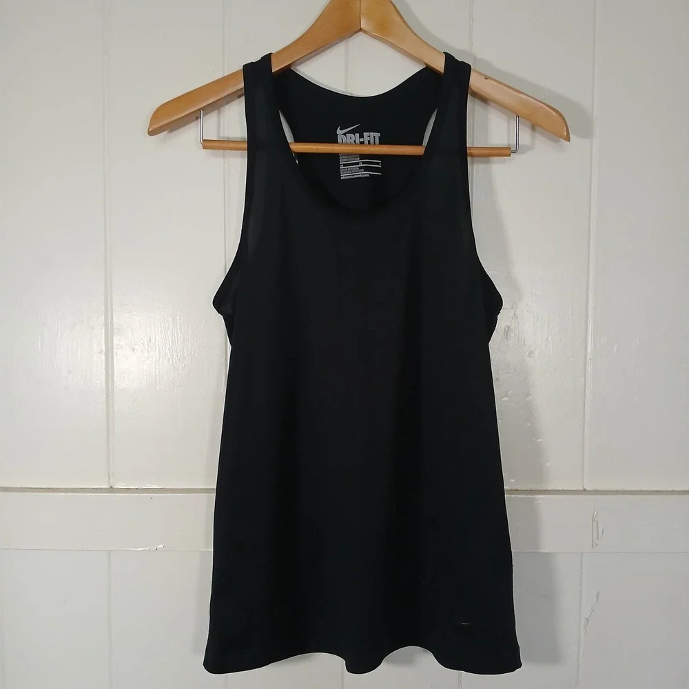 Nike Tank Top Women Medium Black Dri-FIT Racerback Activewear 524167-010